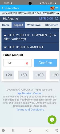Steps How To Deposit and top up a9play 1
